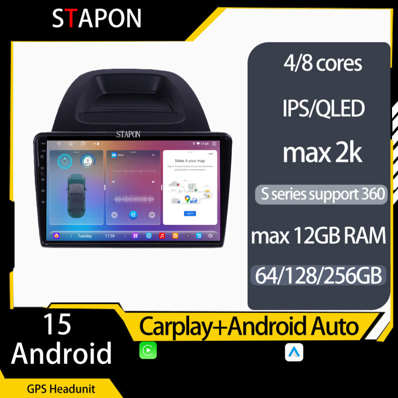 STAPON for ford ecosport 2018-2021 android16 64 128 256GB 9INCH QLED IPS voice command carplay android auto 4G DSP 360camera car stereo android HEAD UNIT WiFi Bluetooth GPS steering wheel contro