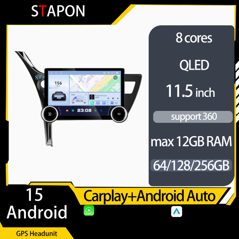 STAPON 11.5inch 64GB 128GB for TOYOTA COROLLA 2017-2019 android16 1920x1200p 2k screen carplay android auto 8CORE support 360camera car android headunit stereo 4g WiFi Bluetooth 5.0 GPS am FM rear view S115