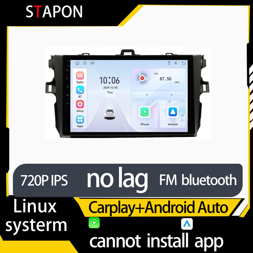 STAPON 9inch for toyota corolla 2007-2013 linux mp5 with carplay android auto fm 1280x720p ips screen mirror link touch screen steering control L5