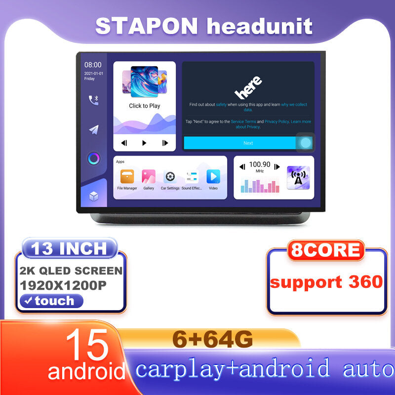 STAPON 13inch 6+64G for suzuki ertiga 2019-2025 Android15 1920x1200p 2k screen carplay android auto OCTA CORE support 360camera car android headunit car android stereo WiFi Bluetooth 5.0 GPS FM rear view S133