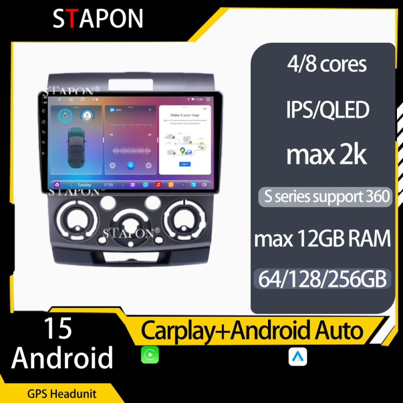 STAPON 9inch for Ford Everest Ranger 2006-2015 Android16 64 128 256GB QLED IPS voice command OCTA CORE DSP 4G LTE carplay android auto 360camera dashcam car stereo HEAD UNIT plug play WiFi Bluetooth GPS
