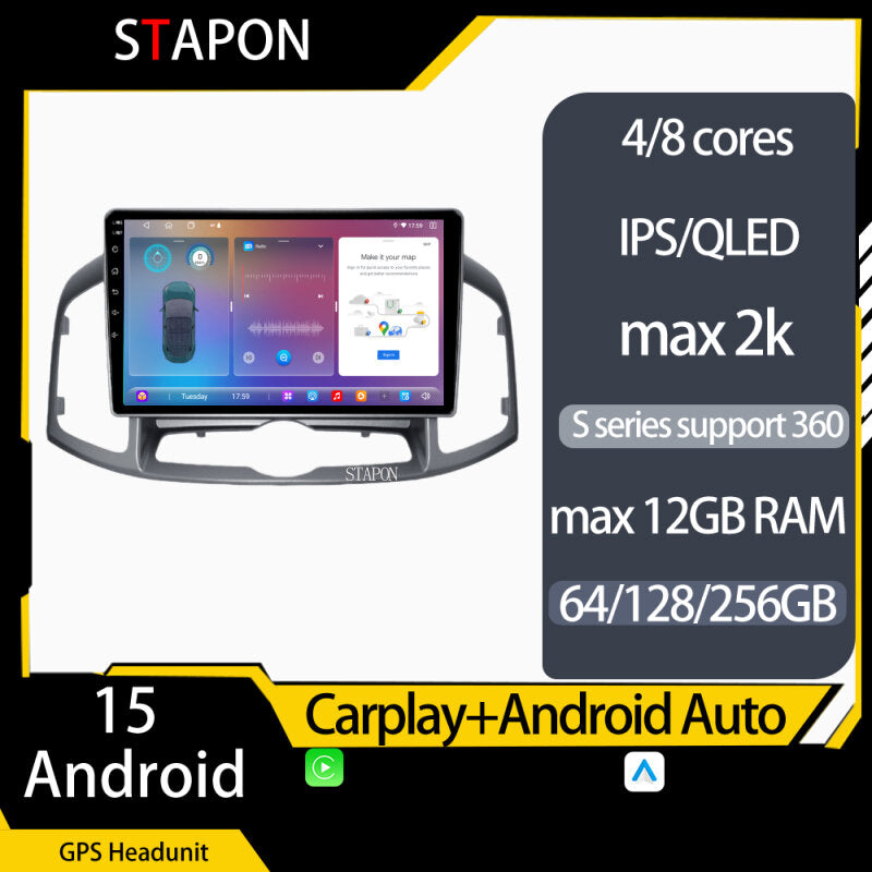 STAPON for Chevrolet captiva 2012-2017 android16 64 128 256GB 9inch QLED IPS voice command carplay android auto 4G DSP 360camera car stereo android HEADUNIT WiFi Bluetooth GPS