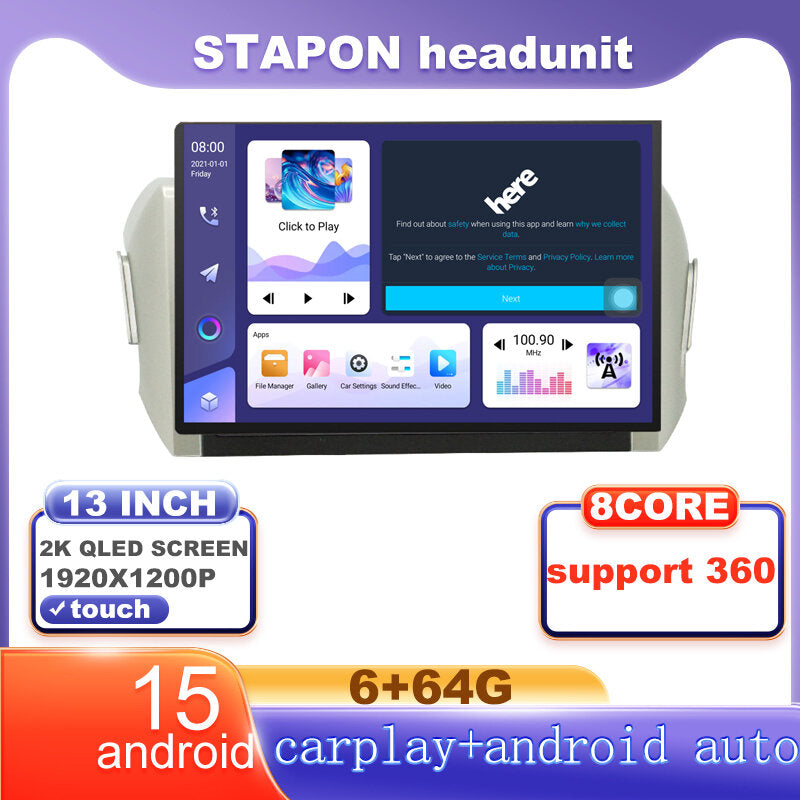 STAPON 13inch 6+64G for toyota innova 2016-2023 android16 1920x1200p 2k screen carplay android auto OCTA CORE support 360camera car android headunit car android stereo WiFi Bluetooth 5.0 GPS FM rear view S133