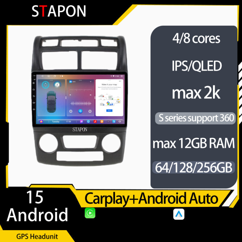 STAPON for kia sportage 2007-2010 android16 64 128 256GB 9inch carplay android auto 4G DSP 360camera car android stereo Android HEAD UNIT WiFi Bluetooth GPS steering wheel control rear view