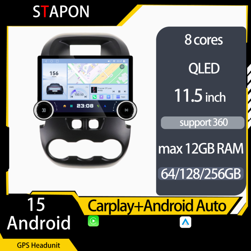STAPON 11.5inch 64GB 128GB for ford ranger 2009-2015 android16 1920x1200p 2k screen carplay android auto 8CORE support 360camera car android headunit stereo 4g WiFi Bluetooth 5.0 GPS am FM rear view S115