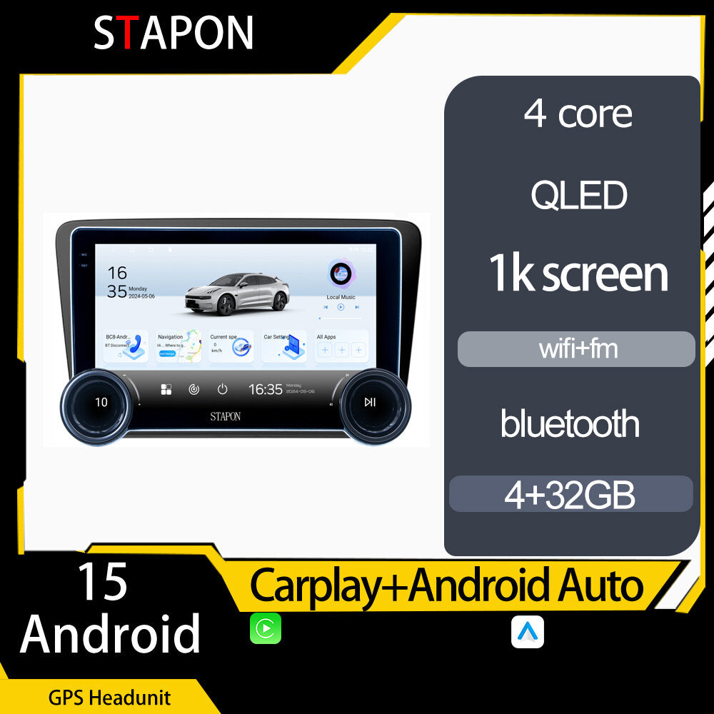 STAPON 10.5inch 4+32GB for Volkswagen Sannata android16 carplay android auto 2.5D qled 1k SCREEN quad CORE car android head unit stereo WiFi Bluetooth GPS FM rear view S105