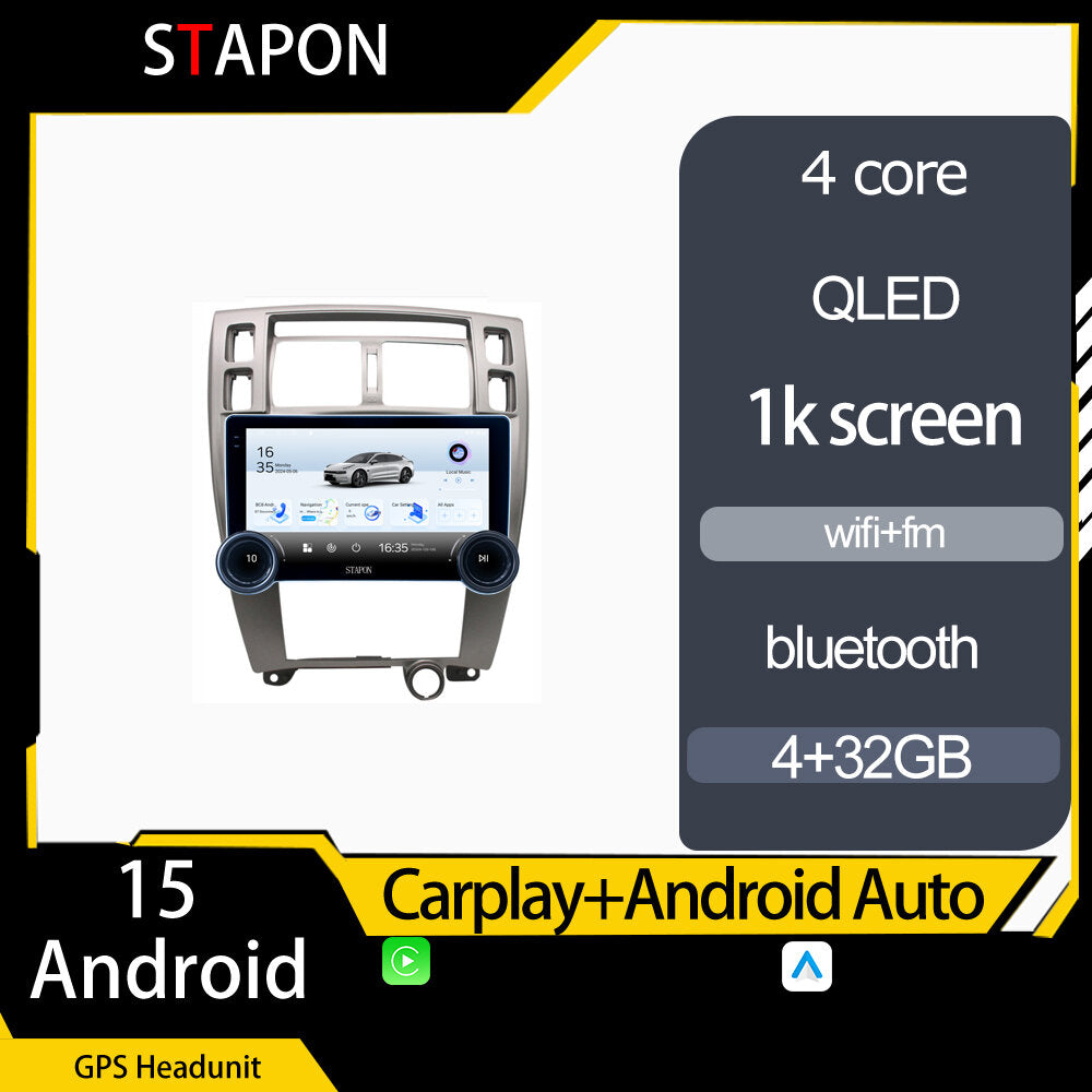 STAPON 10.5inch 4+32GB for hyundai tucson 2006-2008 android16 carplay android auto 2.5D qled 1k SCREEN quad CORE car android head unit stereo WiFi Bluetooth GPS FM rear view S105