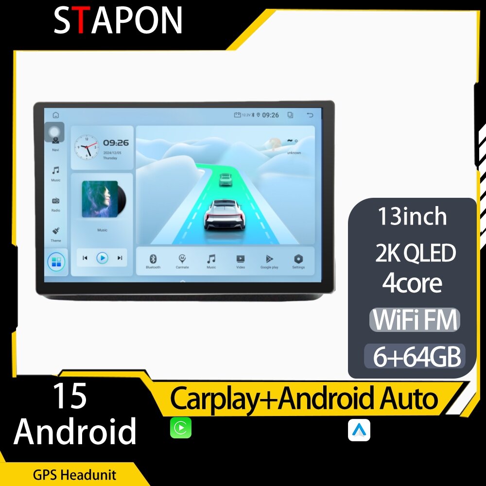 STAPON 13inch 64GB 128GB for ertiga 2018-2020 android16 2k 1920x1200p screen carplay android auto 2.5D qled SCREEN quad CORE car android headunit car android stereo WiFi Bluetooth 5.0 GPS FM rear view S132