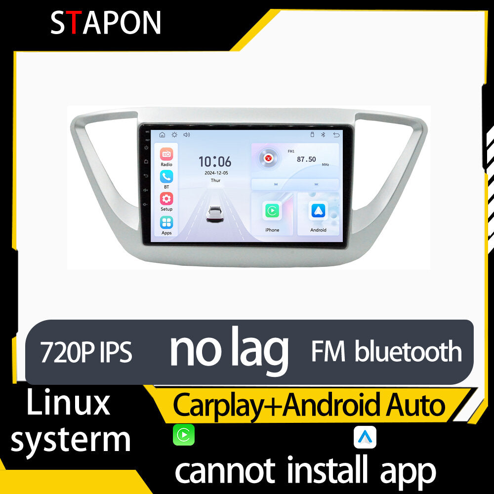 STAPON 9inch for hyundai accent 2019-2025 linux mp5 with carplay android auto fm 1280x720p ips screen mirror link touch screen steering control L5