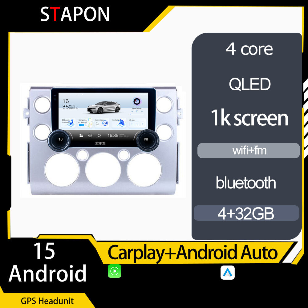 STAPON 10.5inch 4+32GB for toyota fj android16 carplay android auto 2.5D qled 1k SCREEN quad CORE car android head unit stereo WiFi Bluetooth GPS FM rear view S105