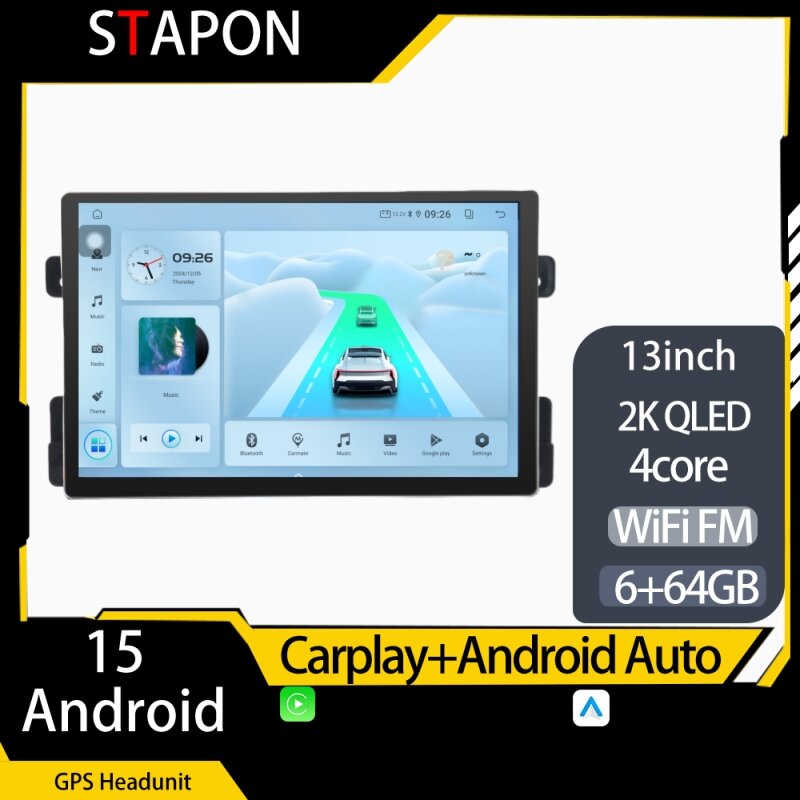 STAPON 13inch 64GB 128GB for grand vitara 2015-2018 android16 2k 1920x1200p screen carplay android auto 2.5D qled SCREEN quad CORE car android headunit car android stereo WiFi Bluetooth 5.0 GPS FM rear view S132