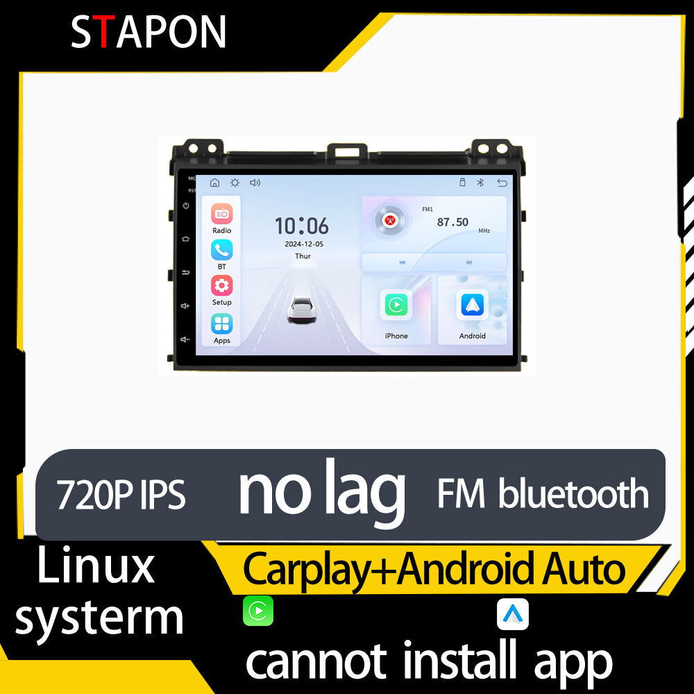 STAPON 9inch for toyota prado 2004-2008 linux mp5 with carplay android auto fm 1280x720p ips screen mirror link touch screen steering control L5