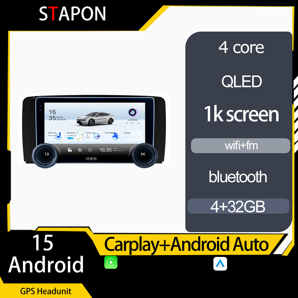 STAPON 10.5inch 4+32GB for benz w251 android16 carplay android auto 2.5D qled 1k SCREEN quad CORE car android head unit stereo WiFi Bluetooth GPS FM rear view S105
