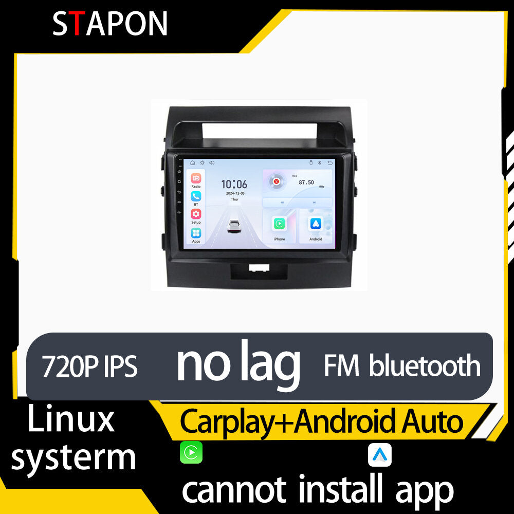 STAPON 10inch for toyota land cruiser 200-2008-2015 linux mp5 with carplay android auto fm 1280x720p ips screen mirror link touch screen steering control L5