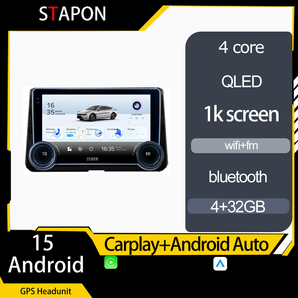 STAPON 10.5inch 4+32GB for toyota corolla 2020-2024 android16 carplay android auto 2.5D qled 1k SCREEN quad CORE car android head unit stereo WiFi Bluetooth GPS FM rear view S105