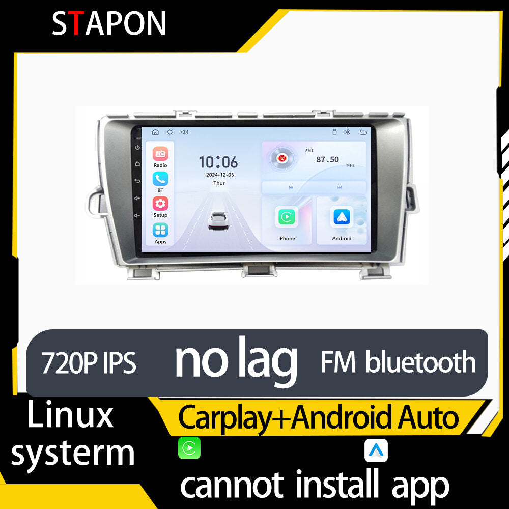 STAPON 9inch for toyota prius 2005-2012 linux mp5 with carplay android auto fm 1280x720p ips screen mirror link touch screen steering control L5