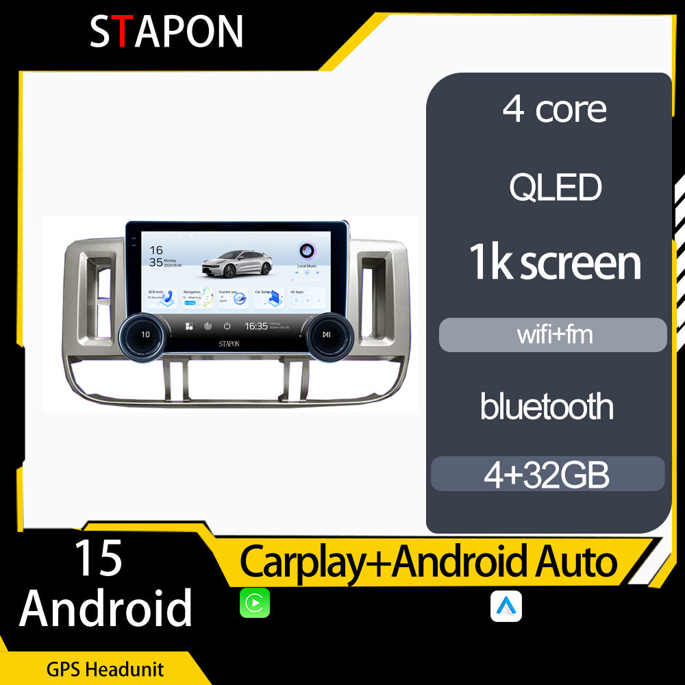 STAPON 10.5inch 4+32GB for nissan xtrail 2002-2005 android16 carplay android auto 2.5D qled 1k SCREEN quad CORE car android head unit stereo WiFi Bluetooth GPS FM rear view S105