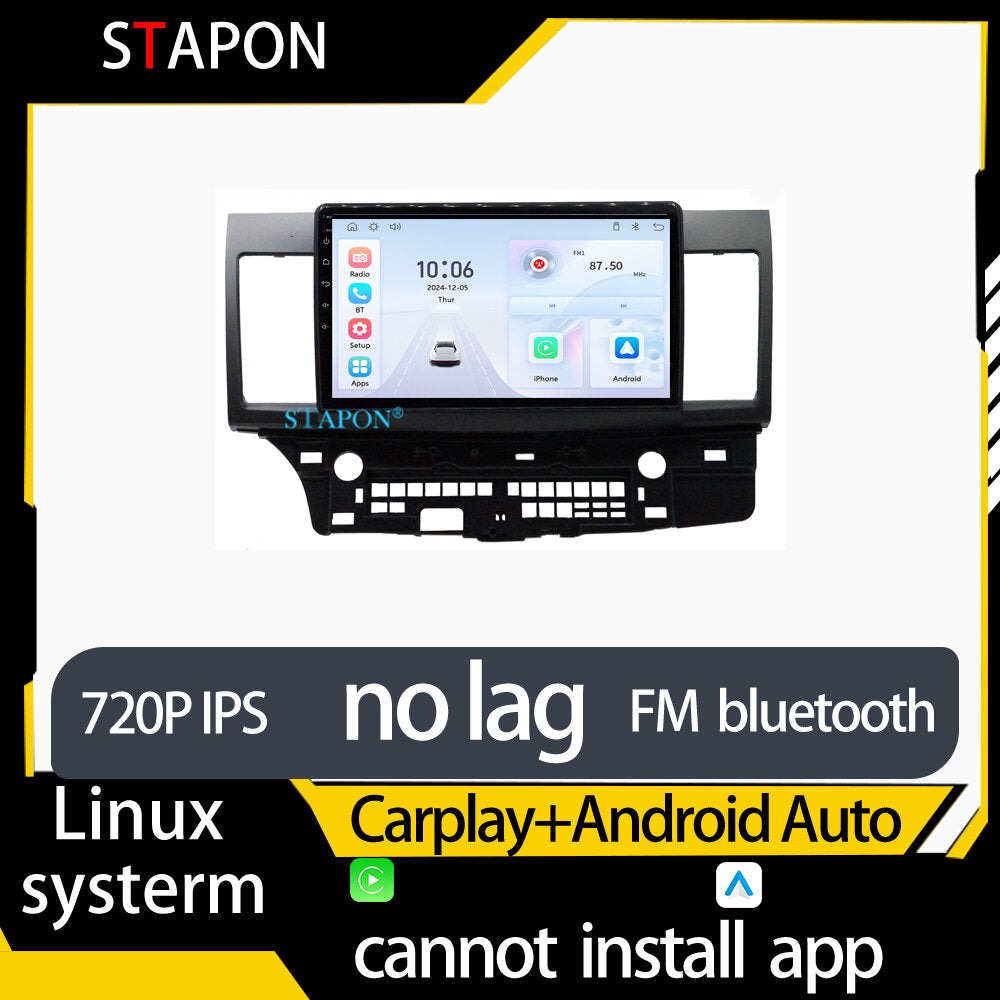 STAPON 10inch for mitsubishi lancer linux mp5 with carplay android auto fm 1280x720p ips screen mirror link touch screen steering control L5