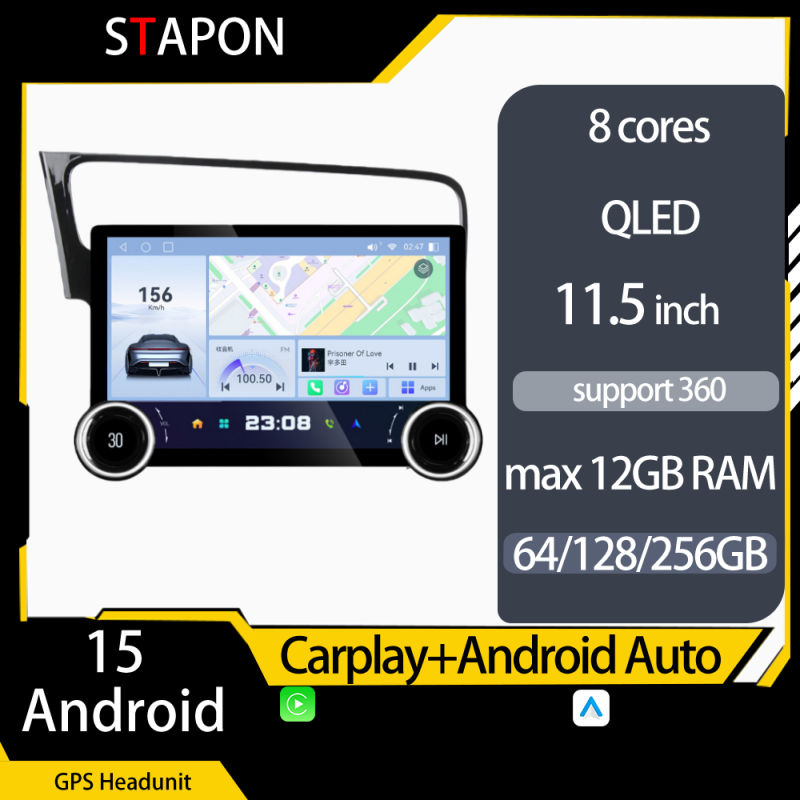 STAPON 11.5inch 64GB 128GB for golf 2014-2018 android16 1920x1200p 2k screen carplay android auto 8CORE support 360camera car android headunit stereo 4g WiFi Bluetooth 5.0 GPS am FM rear view S115