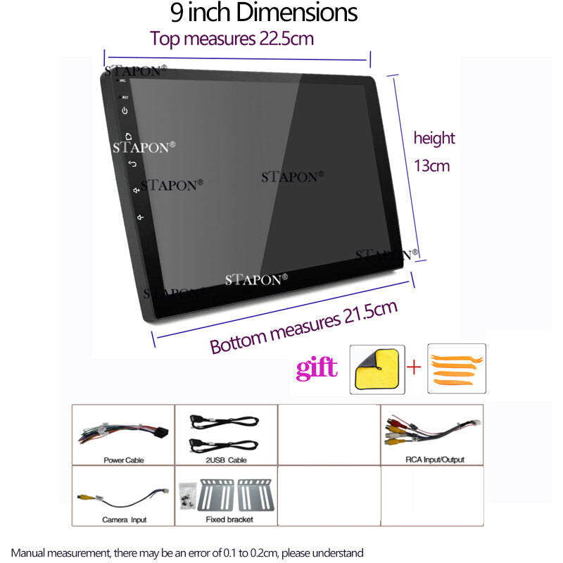 STAPON 9inch 6+64GB android16 carplay android auto voice command 2din car android head unit car stereo linux mp5 touch screen WiFi Bluetooth GPS navigation FM mirror link 9006