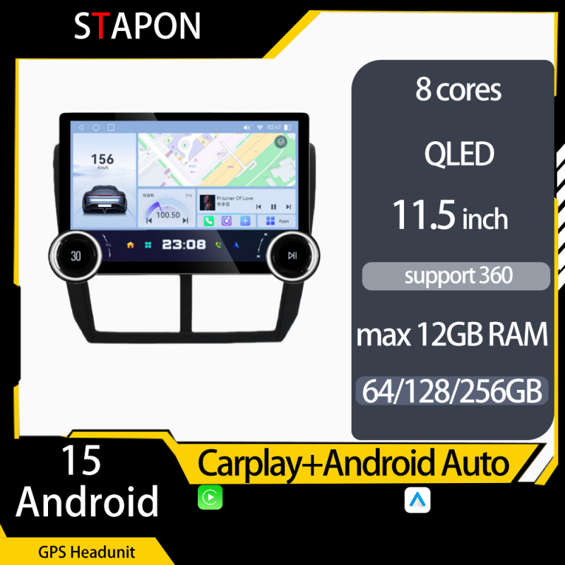 STAPON 11.5inch 64GB 128GB for forester 2008-2012 android16 1920x1200p 2k screen carplay android auto 8CORE support 360camera car android headunit car android stereo WiFi Bluetooth 5.0 GPS FM rear view S133