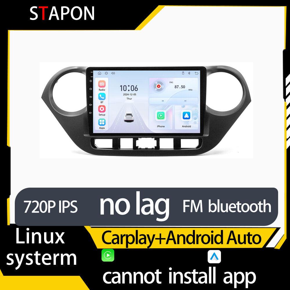 STAPON 9inch for hyundai i10 2014-2018 linux mp5 with carplay android auto fm 1280x720p ips screen mirror link touch screen steering control L5