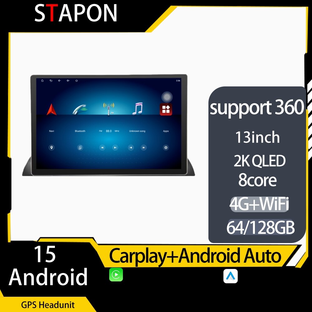 STAPON 13inch 64GB 128GB for Mazda3 2014-2018 android16 1920x1200p 2k screen carplay android auto OCTA CORE support 360camera car android headunit car android stereo WiFi Bluetooth 5.0 GPS FM rear view S133