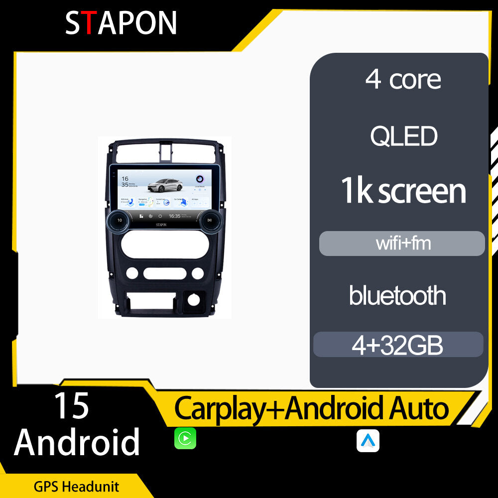 STAPON 10.5inch 4+32GB for suzuki jimny 2009-2018 android16 carplay android auto 2.5D qled 1k SCREEN quad CORE car android head unit stereo WiFi Bluetooth GPS FM rear view S105