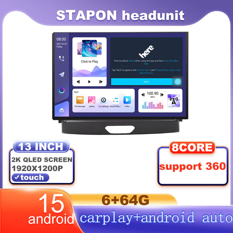STAPON 13inch 6+64G for ford everest ranger 2016-2023 android16 1920x1200p 2k screen carplay android auto OCTA CORE support 360camera car android headunit car android stereo WiFi Bluetooth 5.0 GPS FM rear view S133