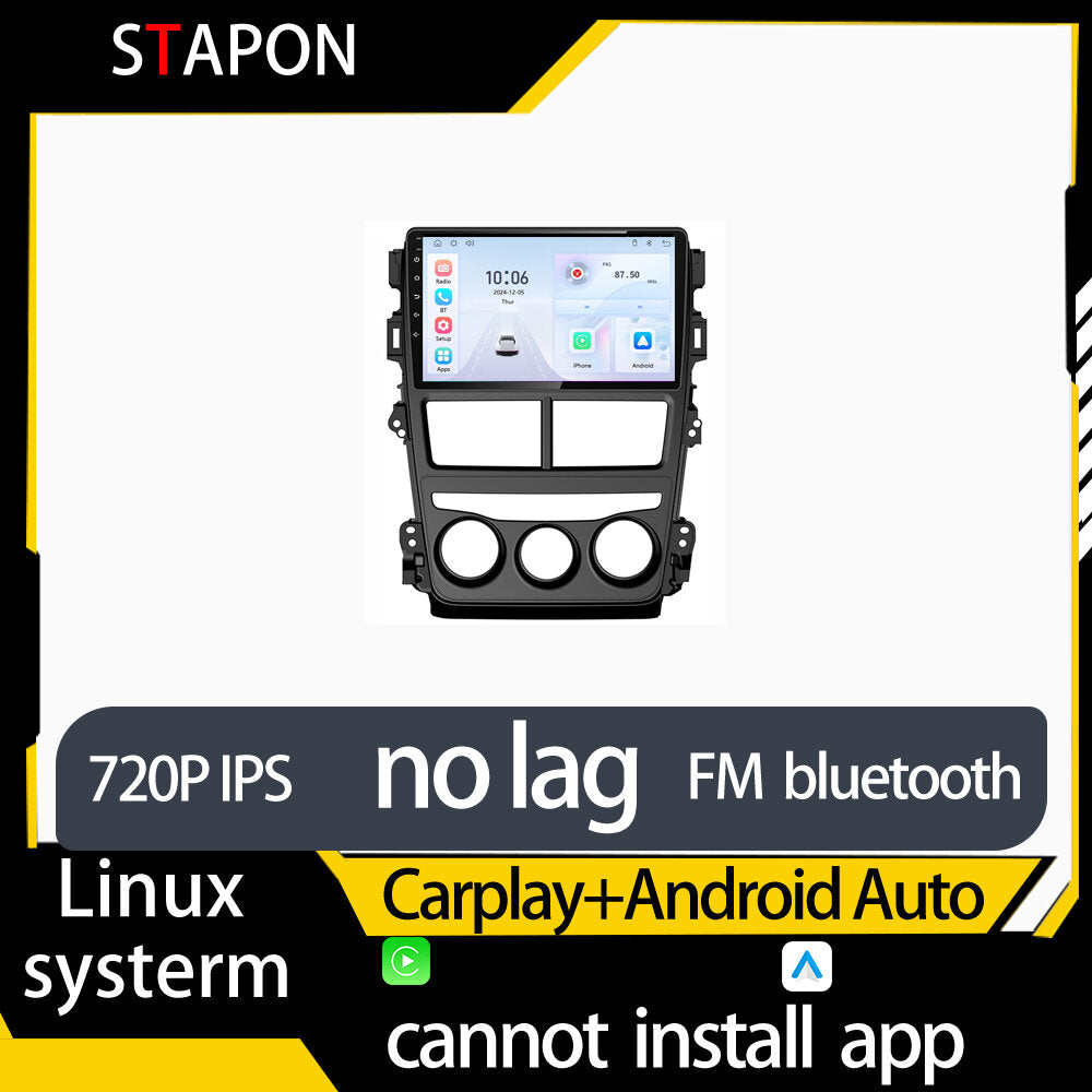 STAPON 9inch for toyota vios 2019-2025 linux mp5 with carplay android auto fm 1280x720p ips screen mirror link touch screen steering control L5