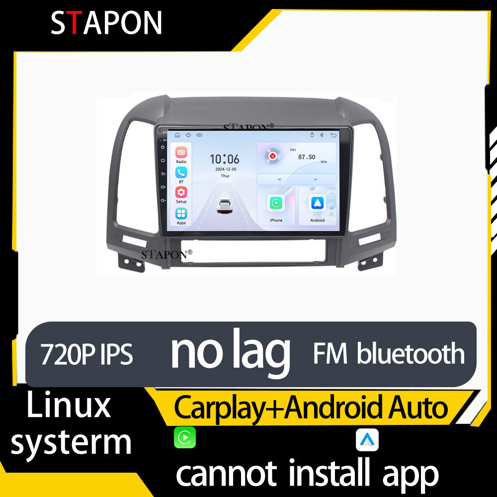 STAPON 9inch for hyundai santafe 2005-2012 linux mp5 with carplay android auto fm 1280x720p ips screen mirror link touch screen steering control L5