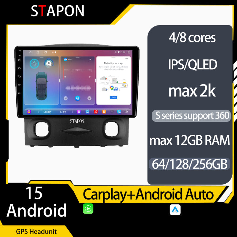 STAPON 9inch for ford escape 2007-2012 android16 64 128 256GB QLED IPS voice command OCTA CORE DSP 4G LTE carplay android auto 360camera dashcam car stereo android HEAD UNIT plug play WiFi Bluetooth GPS