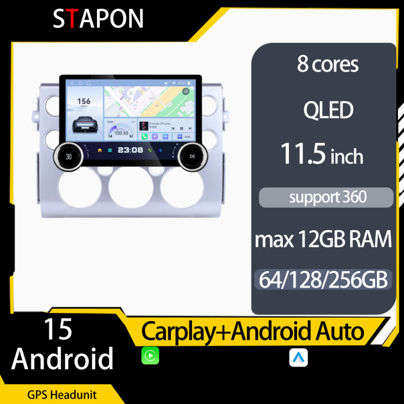 STAPON 11.5inch 64GB 128GB for TOYOTA FJ android16 1920x1200p 2k screen carplay android auto 8CORE support 360camera car android headunit stereo 4g WiFi Bluetooth 5.0 GPS am FM rear view S115