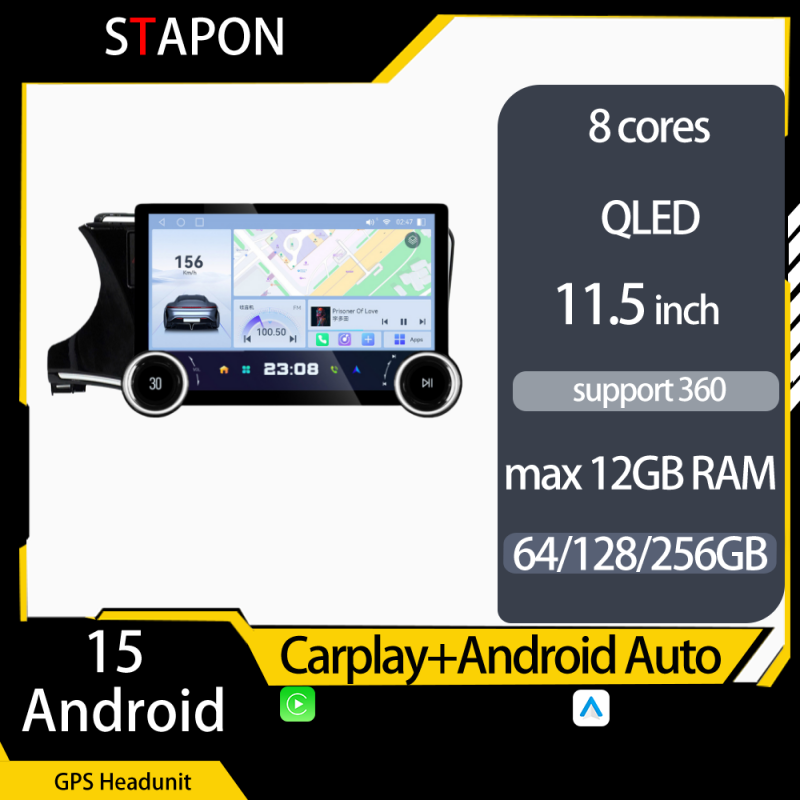 STAPON 11.5inch 64GB 128GB for HONDA CITY 2014-2019 android16 1920x1200p 2k screen carplay android auto 8CORE support 360camera car android headunit stereo 4g WiFi Bluetooth 5.0 GPS am FM rear view S115