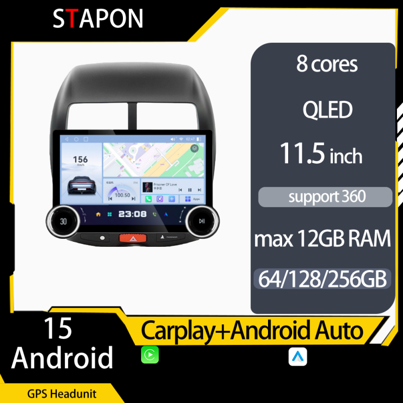 STAPON 11.5inch 64GB 128GB for mitsubishi asx 2012-2019 android16 1920x1200p 2k screen carplay android auto 8CORE support 360camera car android headunit stereo 4g WiFi Bluetooth 5.0 GPS am FM rear view S115