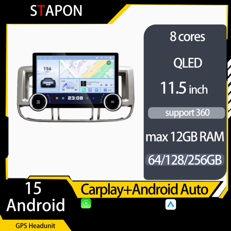 STAPON 11.5inch 64GB 128GB for nissan xtrail 2002-2005 android16 2k 1920x1200p screen carplay android auto 2.5D qled SCREEN quad CORE car android headunit car android stereo WiFi Bluetooth 5.0 GPS FM rear view S132