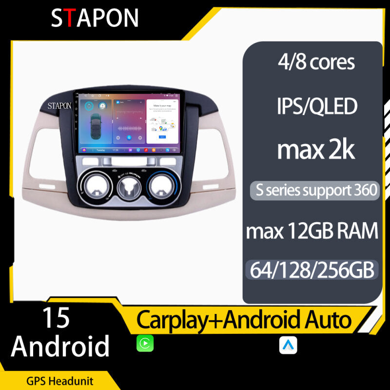 STAPON 9inch FOR Toyota innova 2006-2011 android16 64 128 256GB 2k QLED IPS voice command carplay android auto OCTA CORE DSP 4G LTE 360camera dashcam car stereo android HEAD UNIT plug play WiFi Bluetooth GPS FM AM