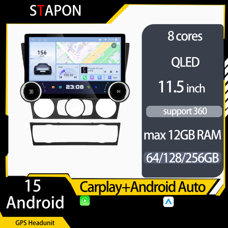 STAPON 11.5inch 64GB 128GB for BMW E90 2005-2012 android16 1920x1200p 2k screen carplay android auto 8CORE support 360camera car android headunit stereo 4g WiFi Bluetooth 5.0 GPS am FM rear view S115