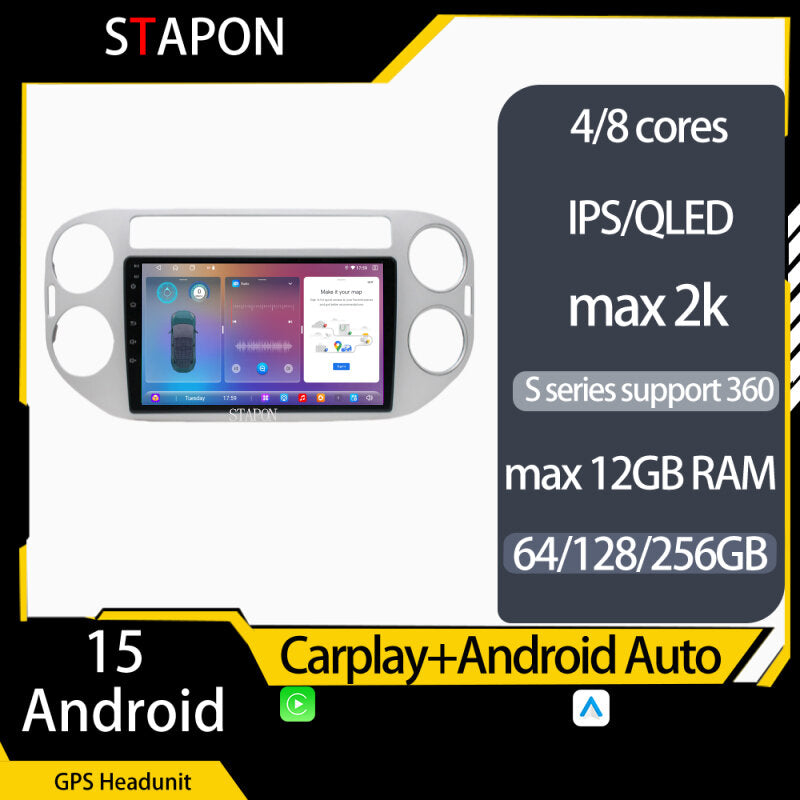 STAPON 9inch for Volkswagen Tiguan 2010-2016 android16 64 128 256GB carplay android auto OCTA CORE DSP 4G LTE 360camera DASHCAM car android HEAD UNIT plug play stereo navigation WiFi Bluetooth GPS
