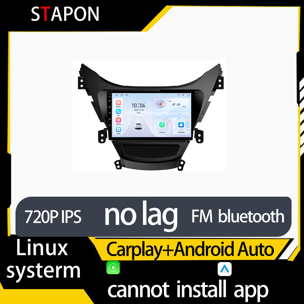 STAPON 9inch for hyundai elantra 2011-2013 linux mp5 with carplay android auto fm 1280x720p ips screen mirror link touch screen steering control L5