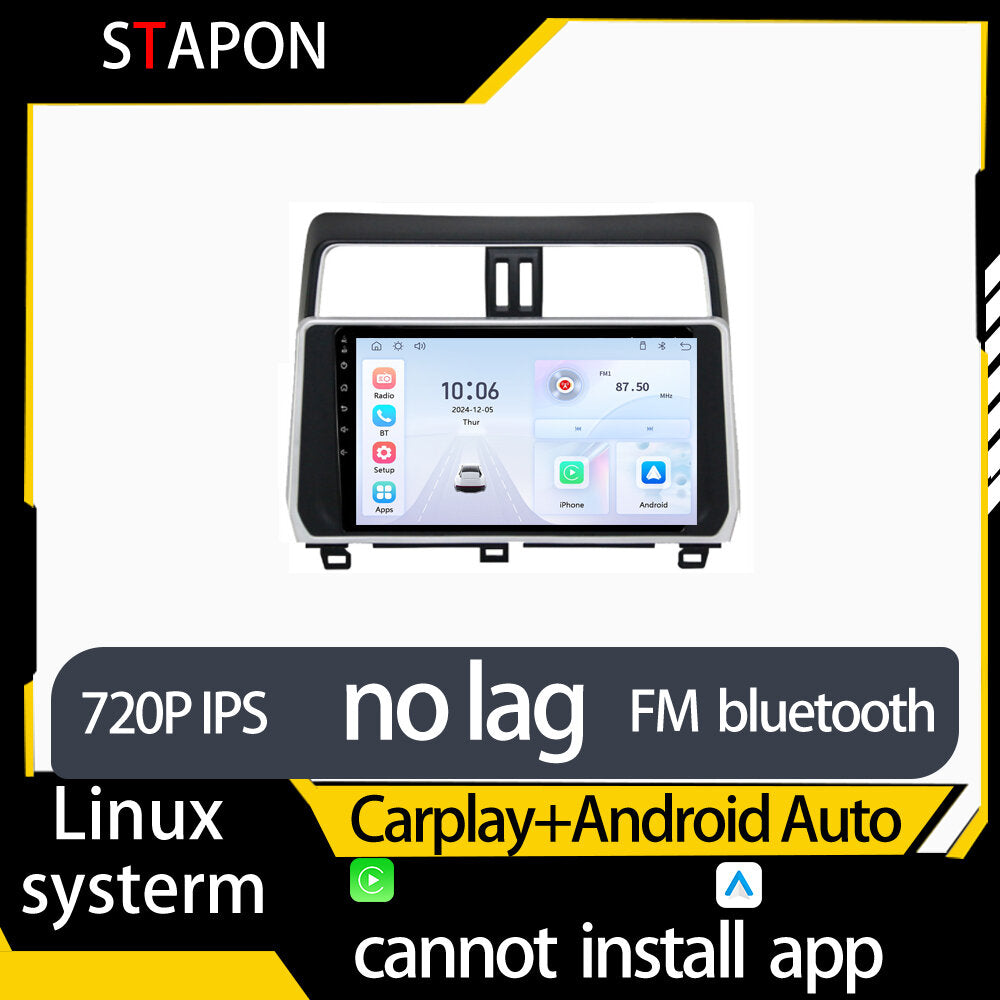STAPON 10inch for toyota land cruiser prado 2013-2017 linux mp5 with carplay android auto fm 1280x720p ips screen mirror link touch screen steering control L5