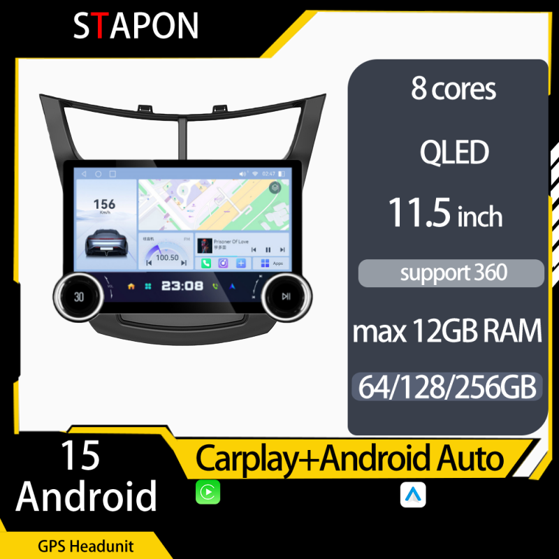 STAPON 11.5inch 64GB 128GB for chevrolet sail sonic 2014-2018 android16 1920x1200p 2k screen carplay android auto 8CORE support 360camera car android headunit stereo 4g WiFi Bluetooth 5.0 GPS am FM rear view S115