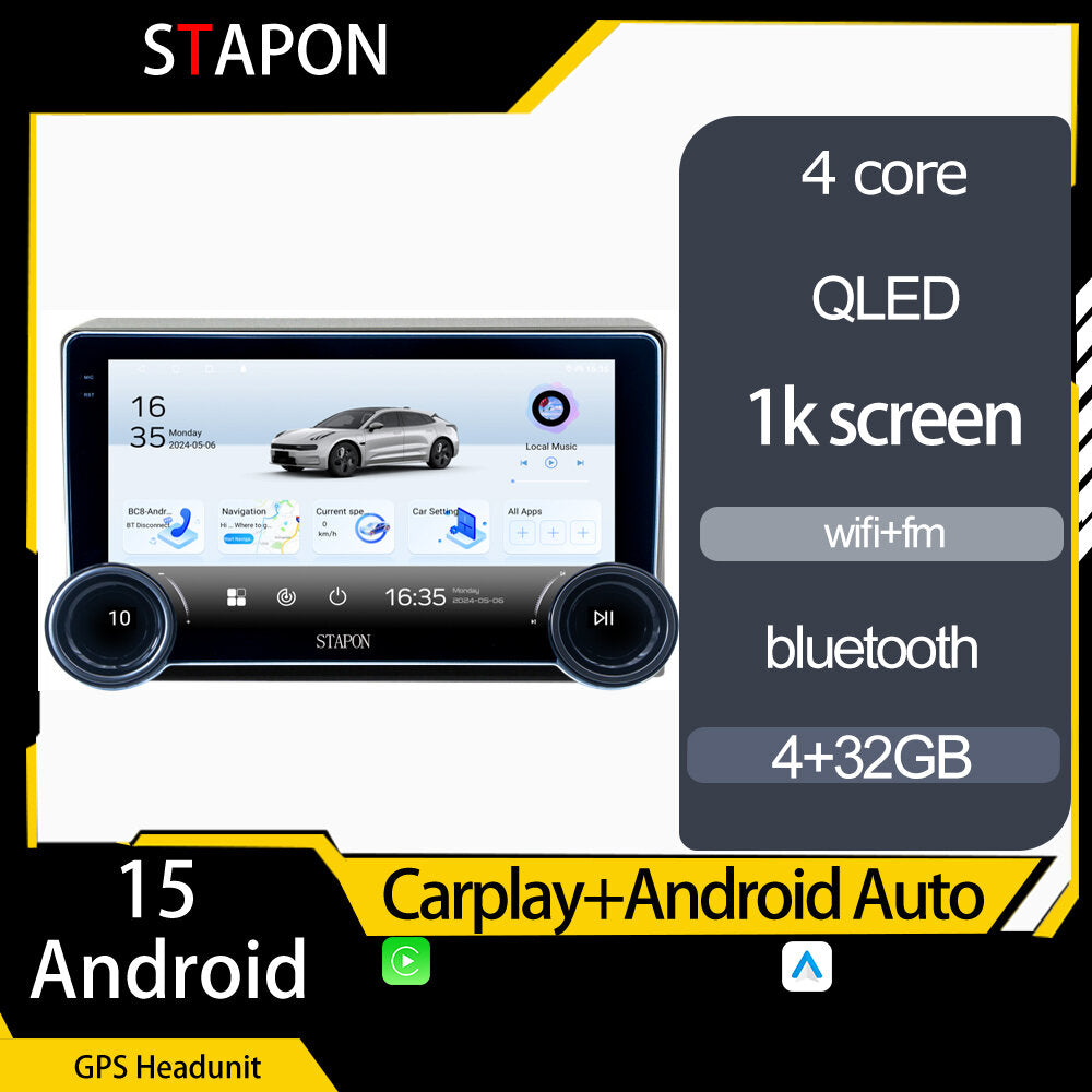 STAPON 10.5inch 4+32GB for toyota hiace super grandia 2006-2018 android16 carplay android auto 2.5D qled 1k SCREEN quad CORE car android head unit stereo WiFi Bluetooth GPS FM rear view S105