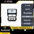 STAPON 10.5inch 4+32GB for toyota vios 2019-2025 android16 carplay android auto 2.5D qled 1k SCREEN quad CORE car android head unit stereo WiFi Bluetooth GPS FM rear view S105