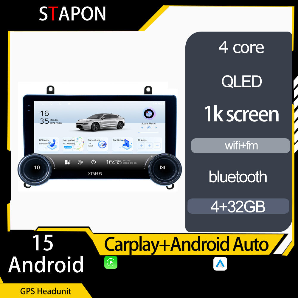 STAPON 10.5inch 4+32GB for toyota hiace commuter 2019-2025 android16 carplay android auto 2.5D qled 1k SCREEN quad CORE car android head unit stereo WiFi Bluetooth GPS FM rear view S105