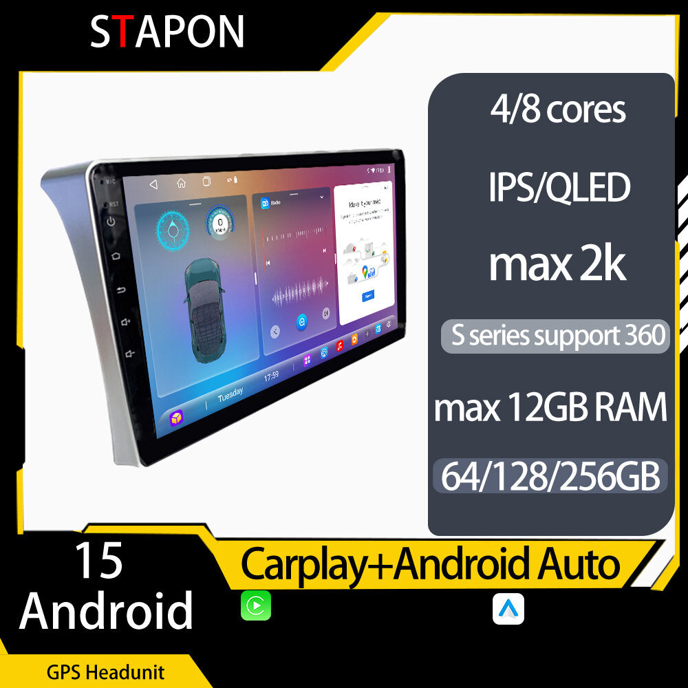 STAPON for toyota hiace 2010-2018 android16 64 128 256GB 10INCH 2k QLED IPS OCTA CORE DSP 4G LTE carplay android auto 360camera dashcam car stereo android HEAD UNIT plug play WiFi Bluetooth GPS rear view