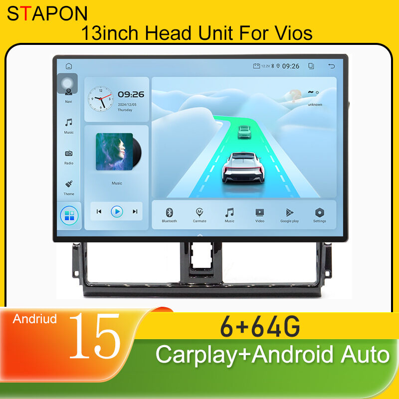 STAPON 13inch 6+64GB for toyota vios 2014-2018 android16 2k 1920x1200p screen carplay android auto 2.5D qled SCREEN quad CORE car android headunit car android stereo WiFi Bluetooth 5.0 GPS FM rear view S132