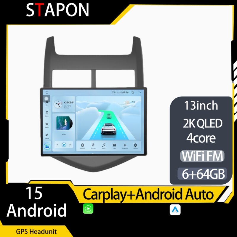 STAPON 13inch 64GB 128GB for sonic 2011-2015 android16 2k 1920x1200p screen carplay android auto 2.5D qled SCREEN quad CORE car android headunit car android stereo WiFi Bluetooth 5.0 GPS FM rear view S132