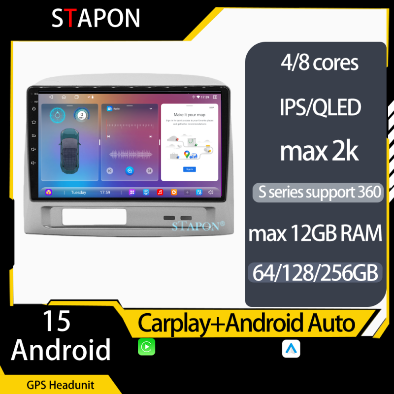 STAPON 9inch for Toyota vios 2004-2007 android16 64 128 256GB voice command 2.5D 2k QLED ips screen OCTA CORE DSP carplay android auto 4G LTE 360camera dashcam car stereo android HEAD UNIT plug play WiFi Bluetooth GPS
