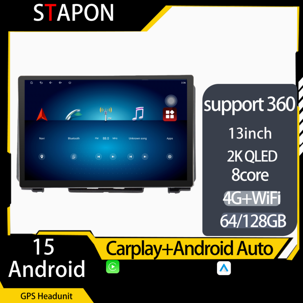STAPON 13inch 64GB 128GB for jimny 2019 android16 1920x1200p 2k screen carplay android auto OCTA CORE support 360camera car android headunit car android stereo WiFi Bluetooth 5.0 GPS FM rear view S133